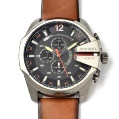 DIESEL ディーゼル 腕時計 メンズ メガチーフ ガンメタ 革ベルト 新品