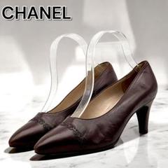 CHANEL シャネル ココマーク レザー パンプス ボルドー ハイヒール 本革