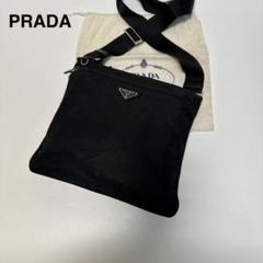 j83【美品】プラダ　三角ロゴ　ナイロン　ブラック　ショルダーバッグ サコッシュ