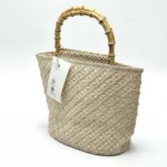 アバカ　バンブーバッグ　M+abaca 花繋ぎ　夏単衣　6522 アバカ バンブーバッグ M+abaca 花繋ぎ 夏単衣 6522 - メルカリ