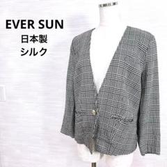 ⭐️EVER SUN 日本製 ジャケット 金ボタン 絹混 チェック 迅速発送