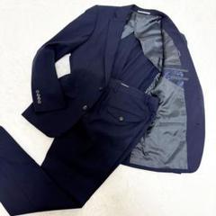 【美品】パーフェクトスーツファクトリー ヘリンボーン 　セットアップ　ネイビー 美品】パーフェクトスーツファクトリー ヘリンボーン