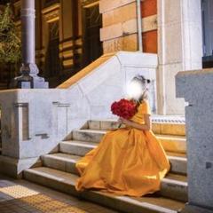 美女と野獣　ベル　黄色　カラードレス　ディズニーハロウィン　前撮り　ウェディング