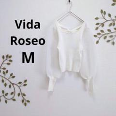 Vida Roseo ▶ 切替カットソー　M　白　パフスリーブ　シフォン袖