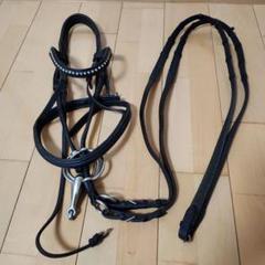 【乗馬用品】ジェフリーズの頭絡&amp;手綱・ハミ全部セットなのでスグに使えます！ 乗馬用品 頭絡セット 本革 鼻革 マルタン ハミ 水勒 手綱 JEFFRIES