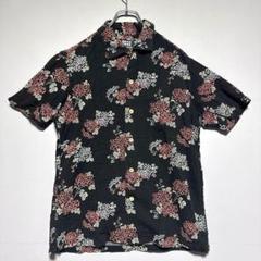 タケオキクチ　美品　フラワー　花柄 半袖シャツ ブラック　半袖　綿100%