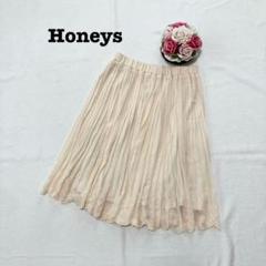 Honeys ハニーズ　レディース　ひざ丈フレアスカート　M アイボリー　花