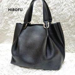 HIROFU ヒロフ ハンドバッグ ブラック Hロゴ レザー 手提げ HIROFU ヒロフ Hロゴレザーハンドバッグ トートバック A4