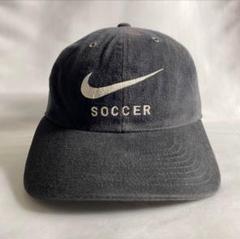 値下げ希少デザイン 90s NIKE soccerスウッシュ 刺繍 6パネル 黒