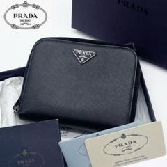 ⭐️ 極美品 プラダ トライアングル コンパクト 折り財布 ブラック 鑑定済 Amazon | [Prada] [プラダ] 財布 三つ折り財布 型押しレザー(縦