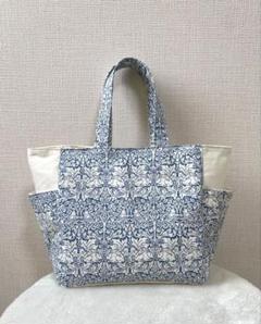 ハンドメイド　ウィリアムモリス　　サイドポケット付トートバッグ　sale