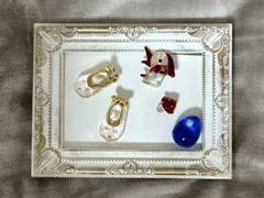 クリスタルガラス細工4点セット♡ガラスの靴 金魚 きのこ たまご 青 赤 ピンクのサムネイル