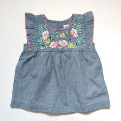 新品未使用☆ベビーギャップ☆花柄刺繍デニム調ノースリーブ 100 定価3690円