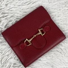極美品 オールドグッチ レザー 折り財布 ホースビット ゴールド