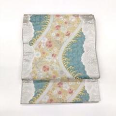 袋帯 六通 雲 よろけ縞 花唐草 花々 宝尽くし 24M562f 袋帯 六通 雲 よろけ縞 花唐草 花々 宝尽くし 24M562f - メルカリ