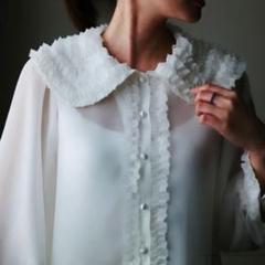 akiki ブラウス dots bow tie×cape blouse/navy - akiki