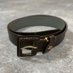 DIOR ディオール ベルト パイソン型押し レザー ロゴ金具 ブラウン 茶色