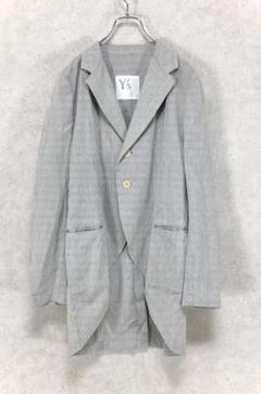 Y's ワイズ ストライプ 薄手ジャケット グレー 白 ホワイト