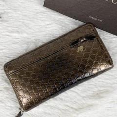 美品 GUCCI レザー エナメル 長財布 マイクロ GG リボン ファスナー オンライン ショップ 安いファッション - 美品 GUCCI レザー