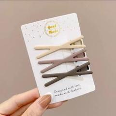 ヘアクリップ　前髪　髪飾り　ヘアピン　茶　レトロ　くすみカラー　レディース　韓国