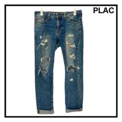 PLAC　プラック　韓国　デニム　ダメージ　穴あき　ヴィンテージ加工　メンズ　M