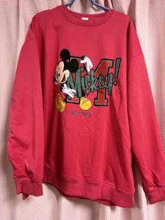 ミッキーマウス プリント スウェット 1XL ピンク