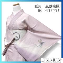付け下げ　夏用　絽　風景模様　木々　都　着物　073w d
