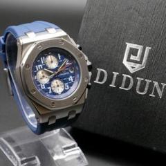 【正規品】DIDUN DESIGN ブルー2 ラバー メンズ腕時計