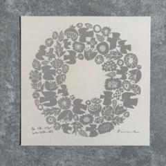３点セット バーズワーズ 20cm  シルクスクリーン 、 ポスター 、 額 シルクスクリーン 20cm / WREATH – BIRDS' WORDS