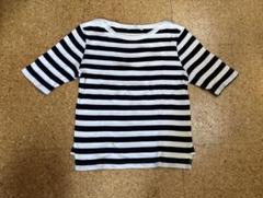 PAR ICI 白黒ストライプ 五分袖Tシャツ