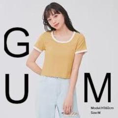 プロフ必読GUバイカラーミニT(半袖)イエロー 半袖Tシャツ M良品かわいい