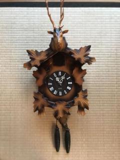 木製クク時計 鹿の頭部デザイン（ジャンク品）