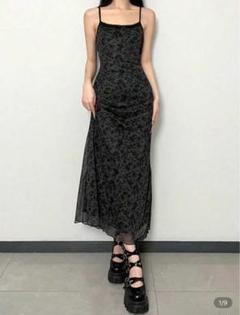 Shein キャミソール　ワンピース　シアー　シースルー　花柄　ロングワンピース