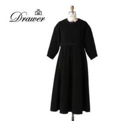 Drawer ドゥロワー シルク 100 総柄 ベルベット ワンピース 40 ドゥロワー Drawer シルクワンピース