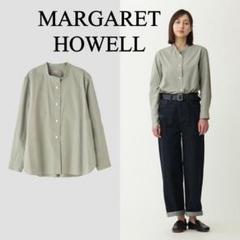 マーガレットハウエル⭐︎MHL ストライプ　丸襟　長袖シャツ　ブラウス MHL. - ☆日本製 MHL MARGARET HOWELL ストライプ シャツ
