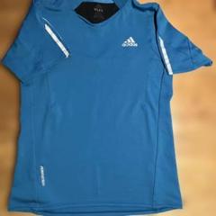 adidas 青 Tシャツ Lサイズ 3ストライプ