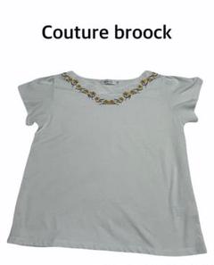 Couture brooch フラワー柄Vネックカットソー