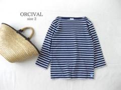 ORCIVALオーシバル カットソー ボーダー柄 2(M)七分袖 ボートネック
