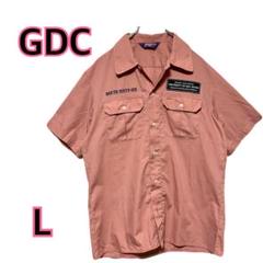 【送料無料】GDC ジーディーシー 半袖ワークシャツ ピンク L ワッペン