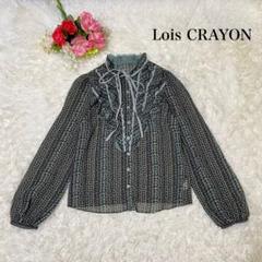 【美品】ロイスクレヨン　ボウタイ　ブラウス　シャツ　小花柄　フリル　透け感　M