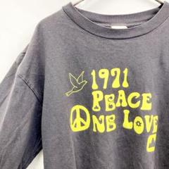 ロゴ入り プリント Tシャツ グレー イエロー
