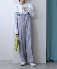 定番の中古商品 サス付アシメサロペット ホワイト - サロペット/オーバーオール