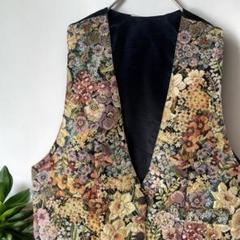 OLD unknown 90s ヴィンテージ 総柄 刺繍 ベスト ジレ S OLD unknown 90s ヴィンテージ 総柄 刺繍 ベスト ジレ S