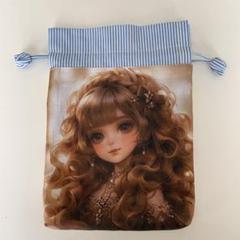 【SALE】ハンドメイド かわいい巾着袋 女の子柄パネル