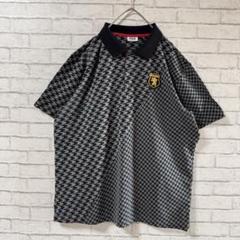 人気 FILAGOLF 半袖 ポロシャツ 千鳥柄 モノトーン ワッペン ロゴXL