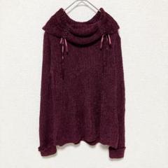 《axes femme》 トップス オフタートルニット ボウタイリボン　刺しゅう