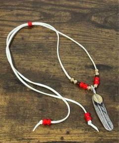 上金フェザーネックレス　ハンドメイド　ビーズ　ゴールド