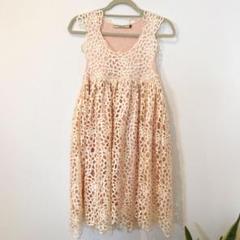 値下げ 美品 フラワーレースワンピース ドレス 結婚式 二次会 ピンク