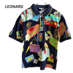 極美品レオナール スポーツLEONARD 半袖チュニックカラフルポロシャツ40 LEONARD SPORT #anc レオナールスポーツ ポロシャツ 42 焦げ茶