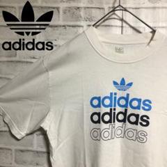 90s⭐️adidas vintage トレファイル Tシャツ XL 白×青×黒
